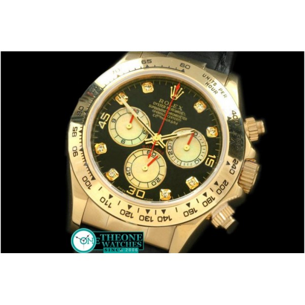 Rolex - 2011 YG/LE Blk/Wht Diam A-7750 Sec@6 28800