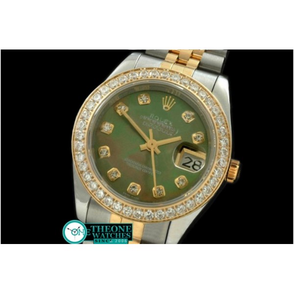 Rolex - SS/YG Jubilee MOP Green Diamond Swiss Eta 2671-2