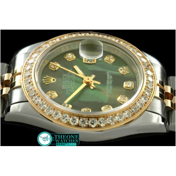 Rolex - SS/YG Jubilee MOP Green Diamond Swiss Eta 2671-2