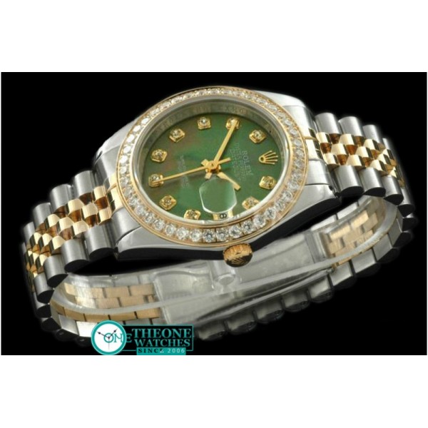 Rolex - SS/YG Jubilee MOP Green Diamond Swiss Eta 2671-2