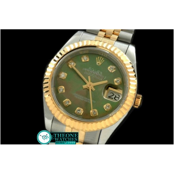 Rolex - SS/YG Jubilee MOP Green Diamond Swiss Eta 2671-2