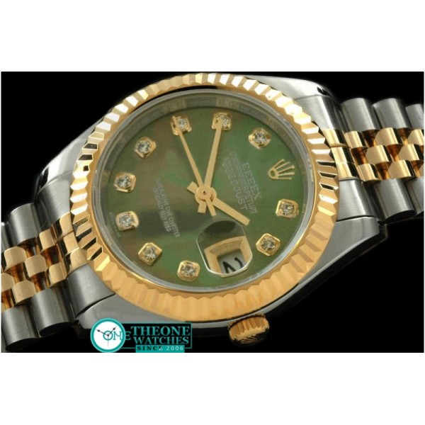 Rolex - SS/YG Jubilee MOP Green Diamond Swiss Eta 2671-2