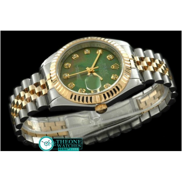 Rolex - SS/YG Jubilee MOP Green Diamond Swiss Eta 2671-2