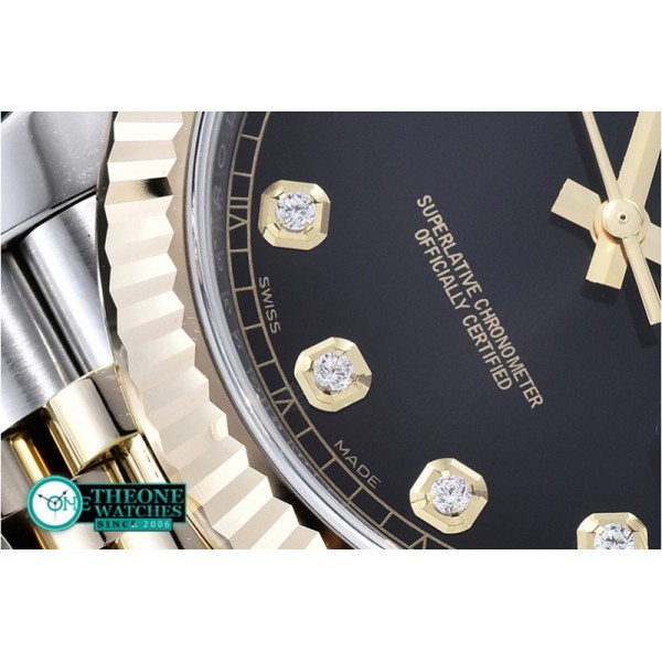 Rolex - DateJust 2 Wrap YG/SS Flt Blk Diams Jub Noob A3235