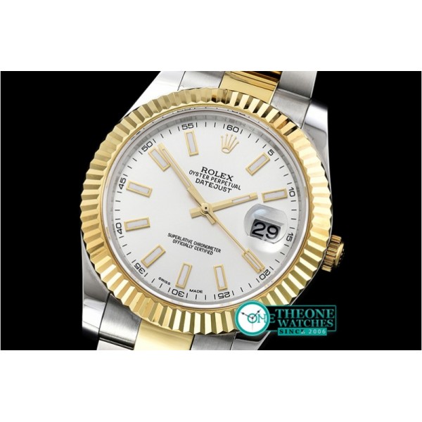 Rolex - DJ2 41mm Oyst YG/SS Silver White Stk BP A3136 Mod