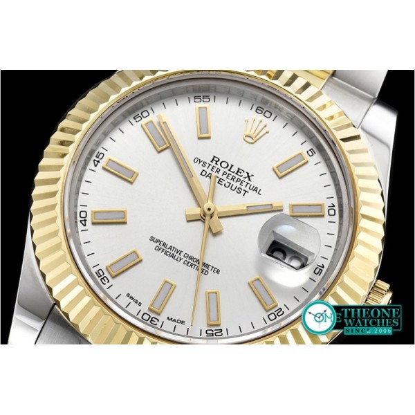 Rolex - DJ2 41mm Oyst YG/SS Silver White Stk BP A3136 Mod