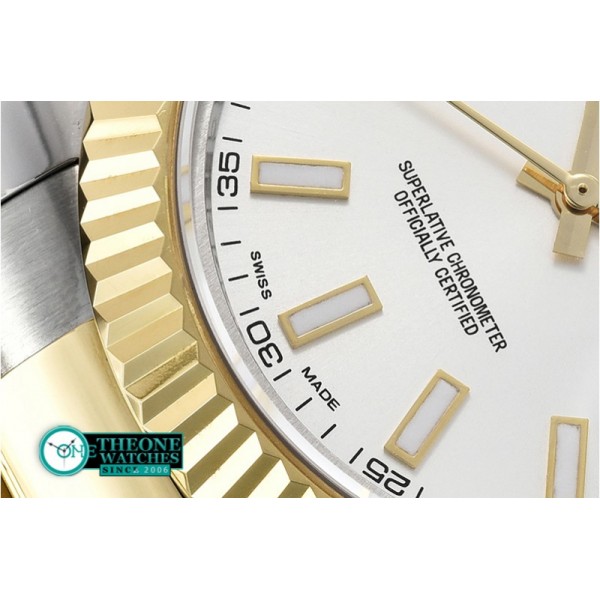 Rolex - DJ2 41mm Oyst YG/SS Silver White Stk BP A3136 Mod