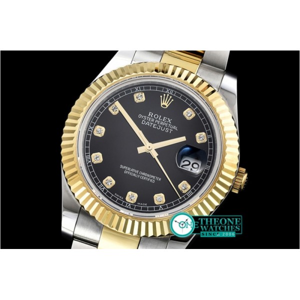 Rolex - DJ2 41mm Oyst Flt YG/SS Black Diam BP A3136 Mod