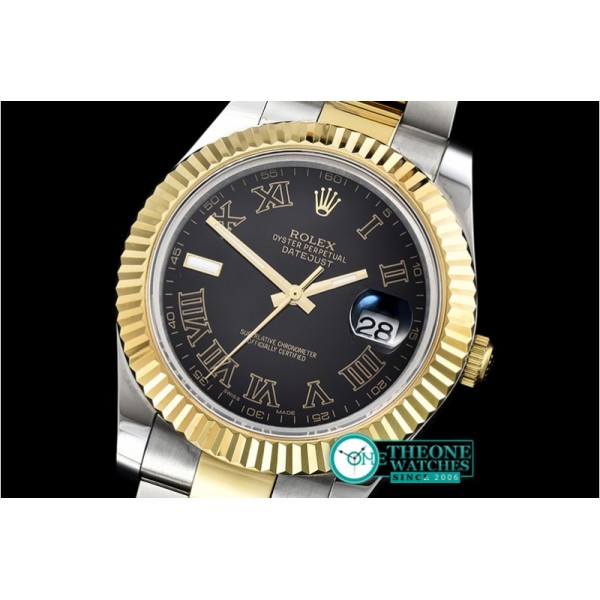 Rolex - DJ2 41mm Oyst Flt YG/SS Blk Roman BP A3136 Mod
