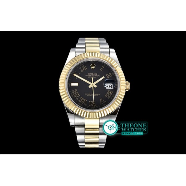 Rolex - DJ2 41mm Oyst Flt YG/SS Blk Roman BP A3136 Mod
