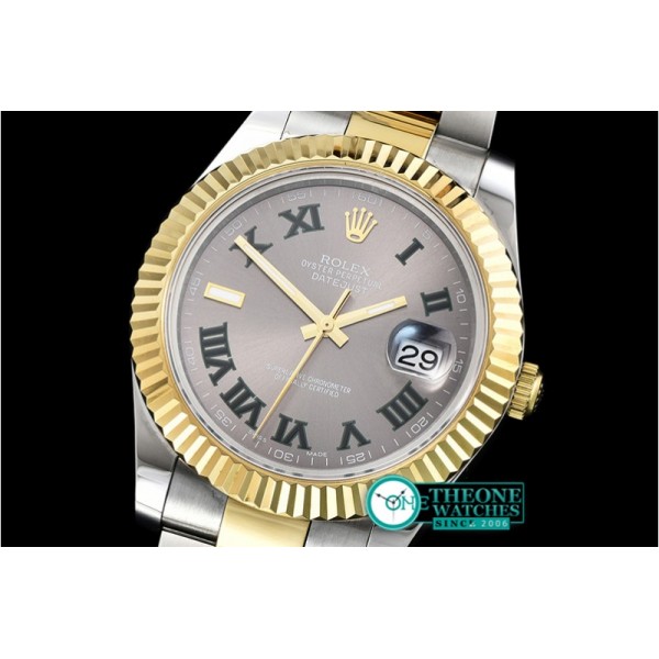 Rolex - DJ2 41mm Oyst Flt YG/SS D. Grey Roman BP A3136 Mod