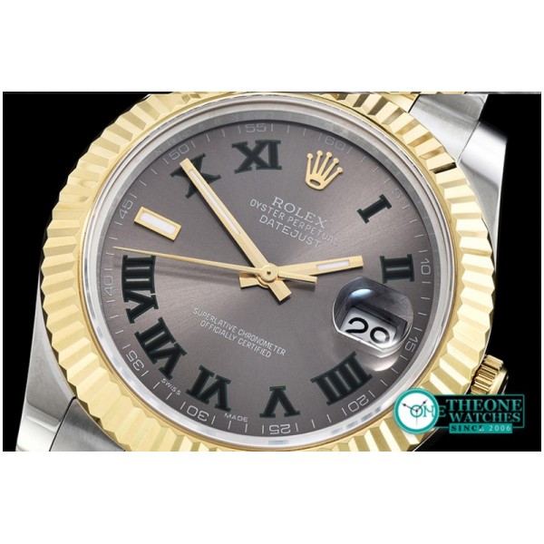 Rolex - DJ2 41mm Oyst Flt YG/SS D. Grey Roman BP A3136 Mod
