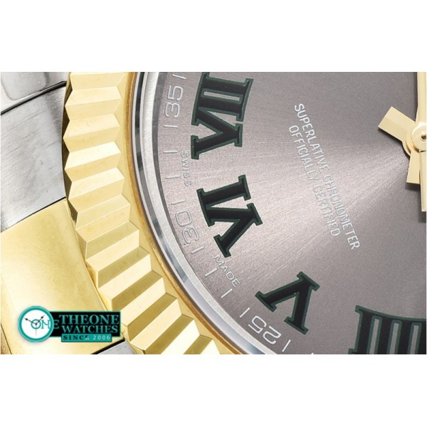 Rolex - DJ2 41mm Oyst Flt YG/SS D. Grey Roman BP A3136 Mod