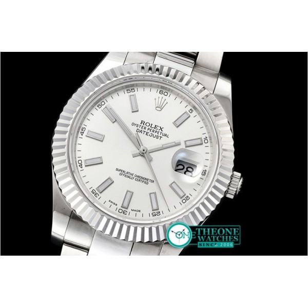 Rolex - DJ2 41mm Oyst Flt SS/SS Silv. Wht Stk BP A3136 Mod