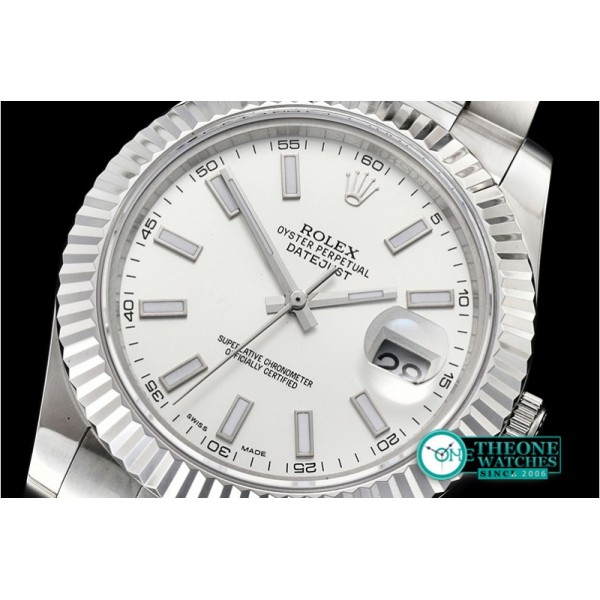 Rolex - DJ2 41mm Oyst Flt SS/SS Silv. Wht Stk BP A3136 Mod
