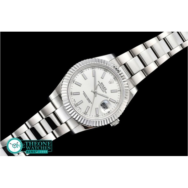 Rolex - DJ2 41mm Oyst Flt SS/SS Silv. Wht Stk BP A3136 Mod