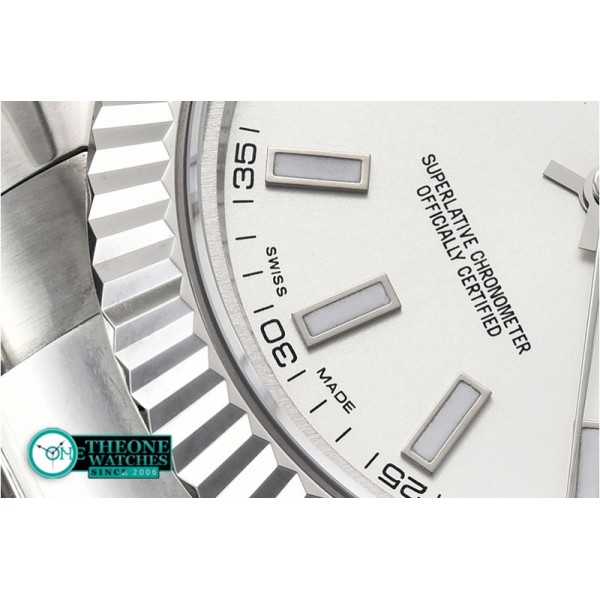 Rolex - DJ2 41mm Oyst Flt SS/SS Silv. Wht Stk BP A3136 Mod