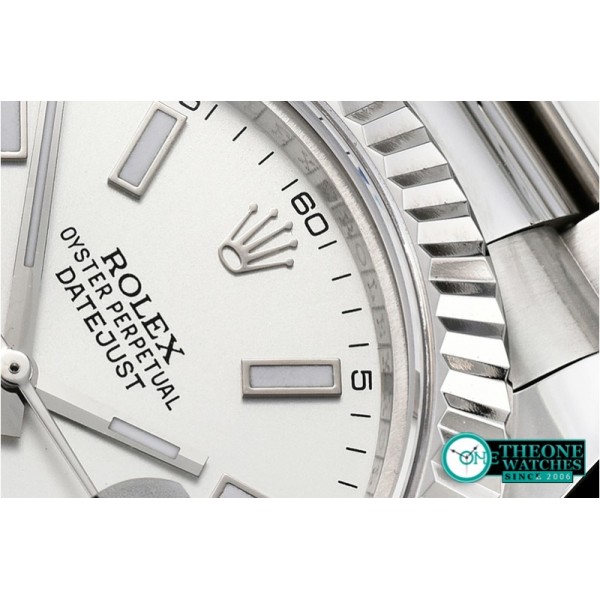 Rolex - DJ2 41mm Oyst Flt SS/SS Silv. Wht Stk BP A3136 Mod