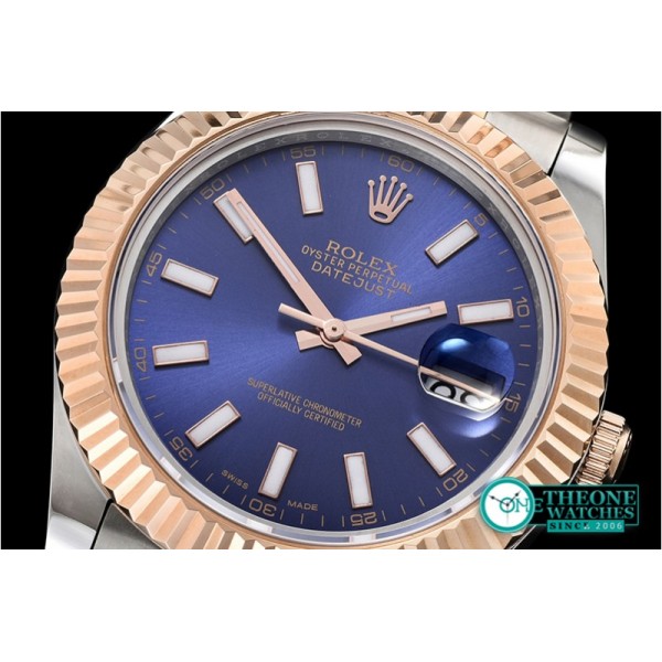 Rolex - DJ2 41mm Oyst Flt RG/SS Blue Stk BP A3136 Mod