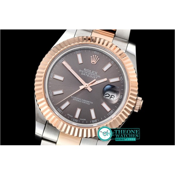 Rolex - DJ2 41mm Oyst Flt RG/SS Dark Grey Stk BP A3136 Mod