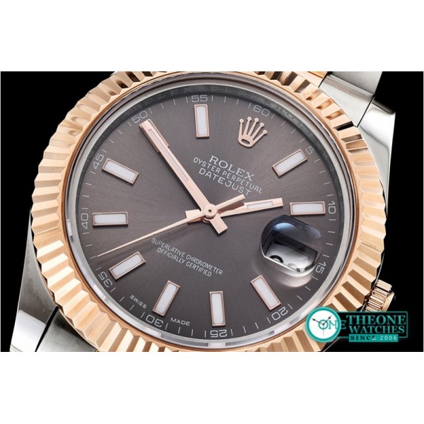 Rolex - DJ2 41mm Oyst Flt RG/SS Dark Grey Stk BP A3136 Mod