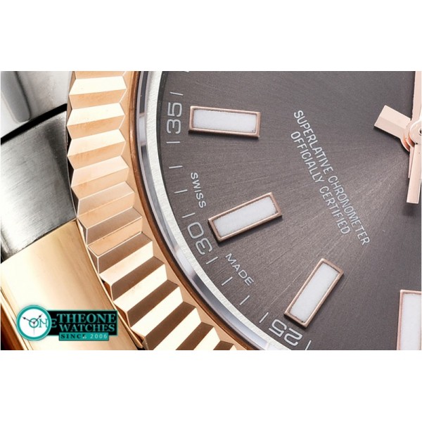 Rolex - DJ2 41mm Oyst Flt RG/SS Dark Grey Stk BP A3136 Mod