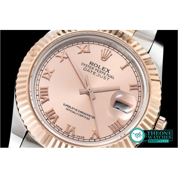 Rolex - DJ2 41mm Oyst Flt RG/SS Rose Gold Roman BP A3136 Mod
