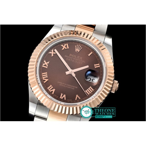 Rolex - DJ2 41mm Oyst Flt RG/SS Brown Roman BP A3136 Mod