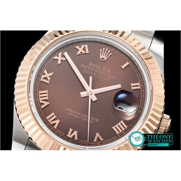 Rolex - DJ2 41mm Oyst Flt RG/SS Brown Roman BP A3136 Mod