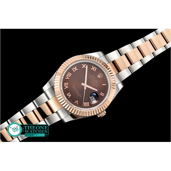 Rolex - DJ2 41mm Oyst Flt RG/SS Brown Roman BP A3136 Mod