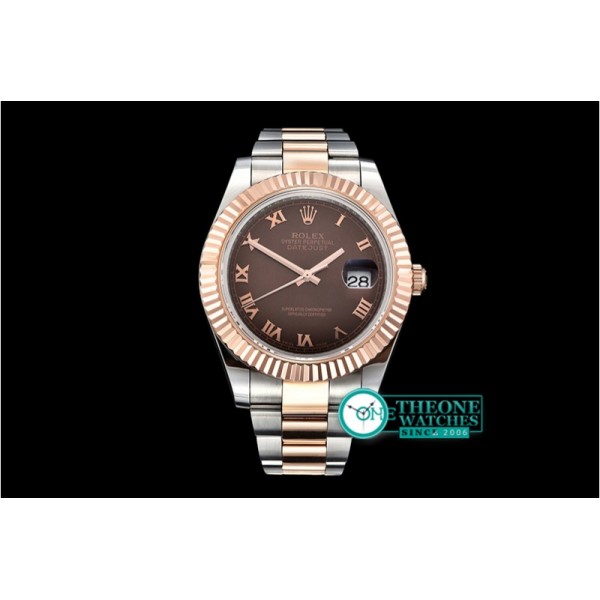 Rolex - DJ2 41mm Oyst Flt RG/SS Brown Roman BP A3136 Mod