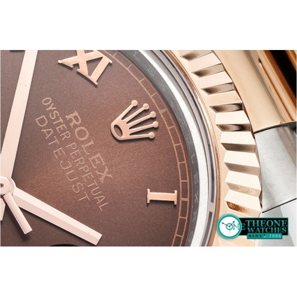 Rolex - DJ2 41mm Oyst Flt RG/SS Brown Roman BP A3136 Mod