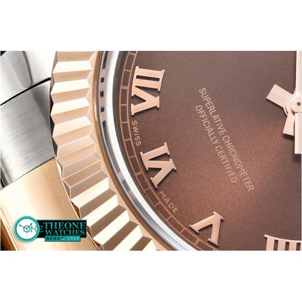 Rolex - DJ2 41mm Oyst Flt RG/SS Brown Roman BP A3136 Mod