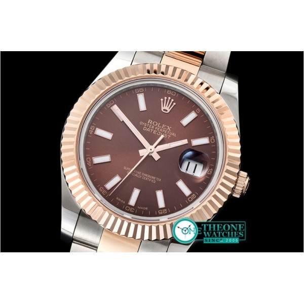 Rolex - DJ2 41mm Oyst Flt RG/SS Brown Stk BP A3136 Mod