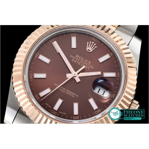 Rolex - DJ2 41mm Oyst Flt RG/SS Brown Stk BP A3136 Mod