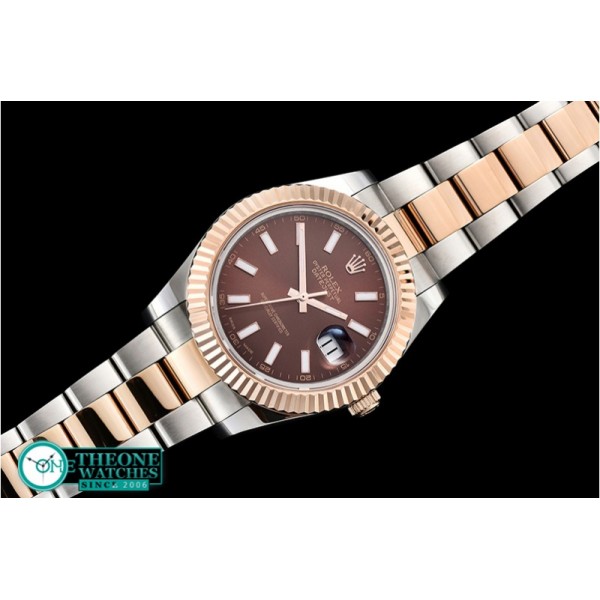 Rolex - DJ2 41mm Oyst Flt RG/SS Brown Stk BP A3136 Mod