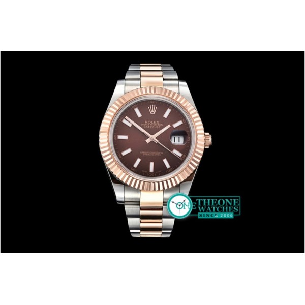 Rolex - DJ2 41mm Oyst Flt RG/SS Brown Stk BP A3136 Mod