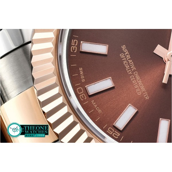Rolex - DJ2 41mm Oyst Flt RG/SS Brown Stk BP A3136 Mod