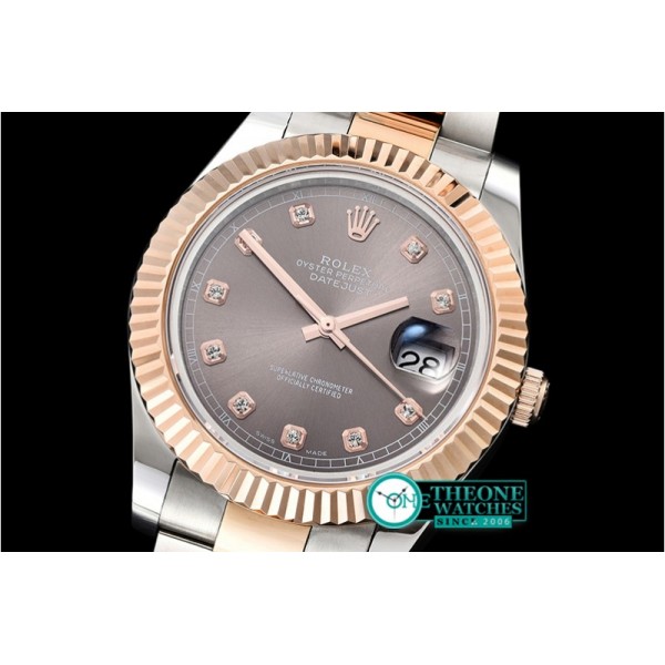 Rolex - DJ2 41mm Oyst Flt RG/SS Dark Grey Diams BP A3136 Mod