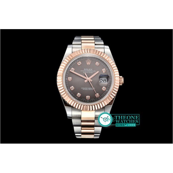 Rolex - DJ2 41mm Oyst Flt RG/SS Dark Grey Diams BP A3136 Mod