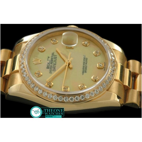 Rolex - YG/YG President MOP Gold Diamond Swiss Eta 2836-2