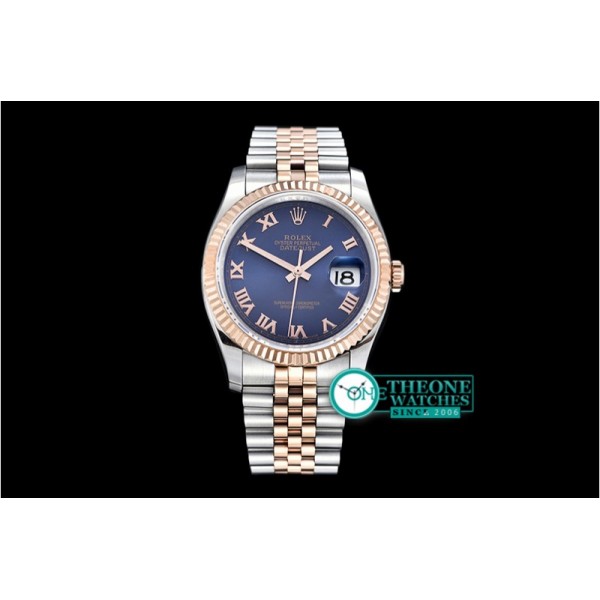 Rolex - DJ 36mm Jub Flt RG/SS Blue Roman BP A3135 Mod