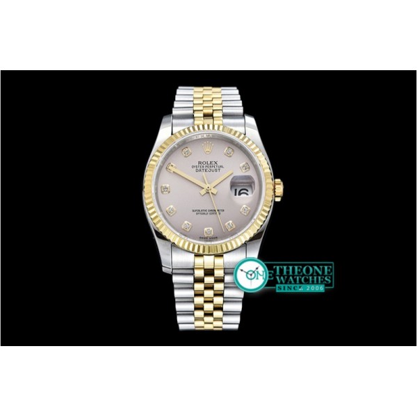 Rolex - DJ 36mm Jub Flt YG/SS Light Grey Diam BP A3135 Mod