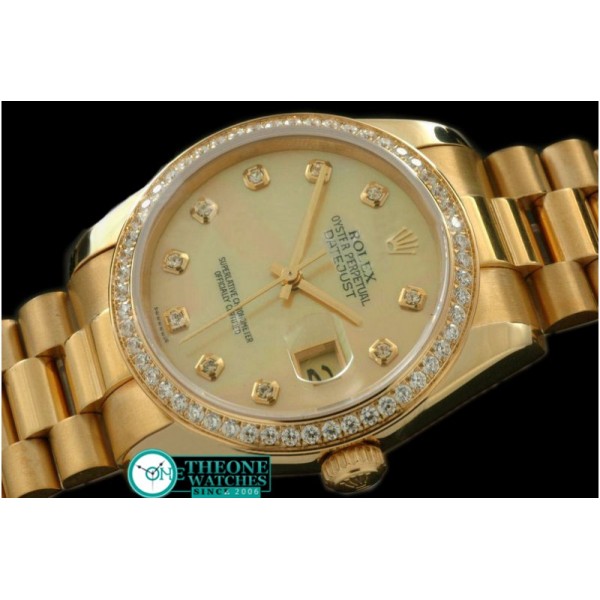 Rolex - YG/YG President MOP Gold Diamond Swiss Eta 2836-2