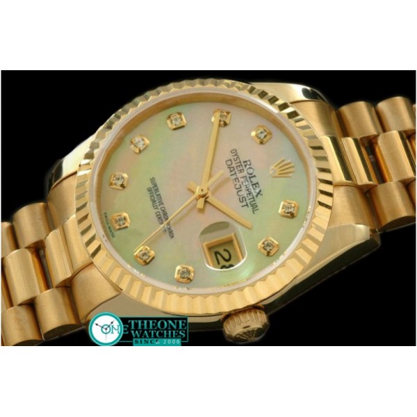 Rolex - YG/YG President MOP Gold Diamond Swiss Eta 2836-2