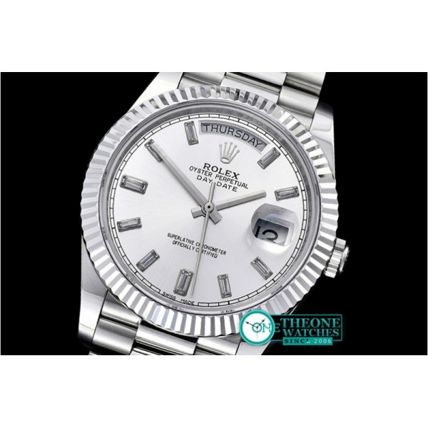 Rolex - DayDate 228206 Flt SS/SS Silv Wht Diam BP Swiss 2836