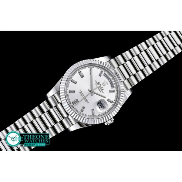 Rolex - DayDate 228206 Flt SS/SS Silv Wht Diam BP Swiss 2836