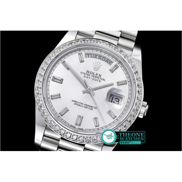 Rolex - DayDate 228206 SS/SS Silv Wht Diam BP Swiss 2836