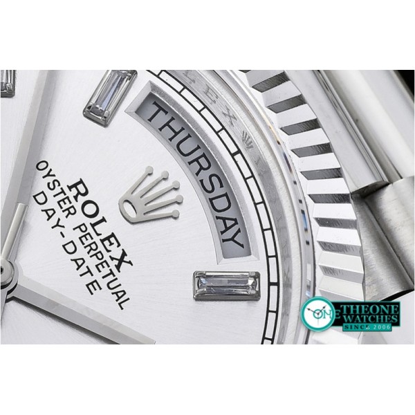 Rolex - DayDate 228206 Flt SS/SS Silv Wht Diam BP A3255 Mod