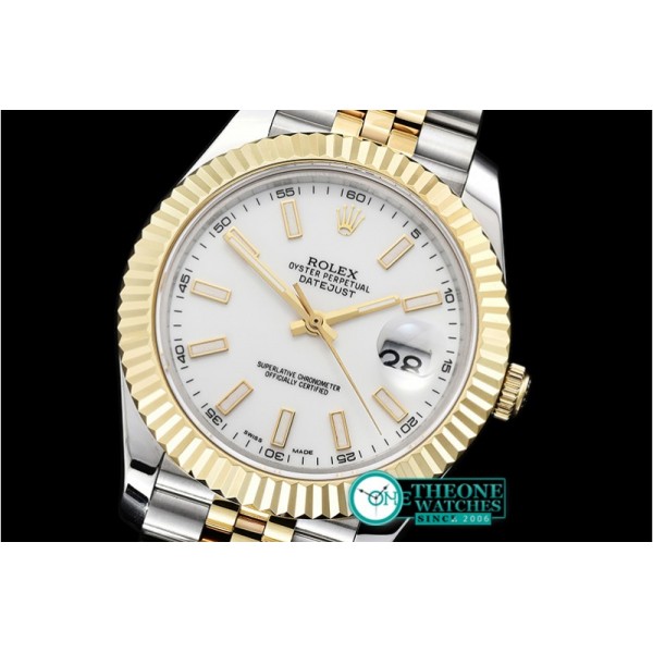 Rolex - DJ2 41mm Jub Flt YG/SS White Stk BP A3235 Mod